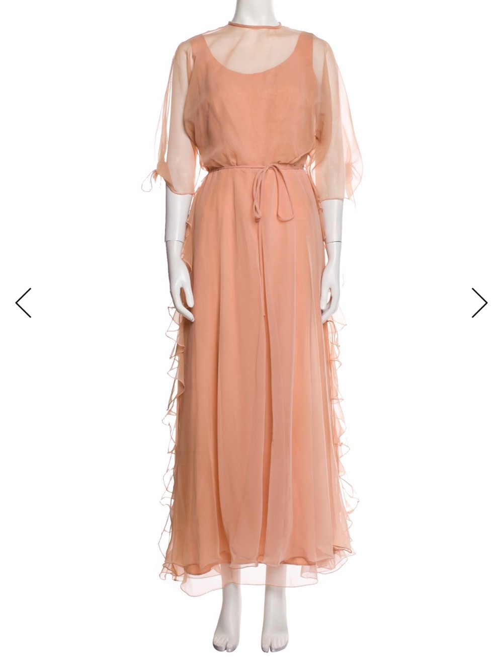 Vintage Peach Frill-Tie Dress
